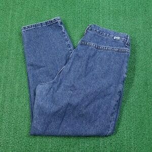 VINTAGE LEE PLEATED USA MADE DENIM 90s BLUE JEANS WOMENS 14P PETITE (31X27)